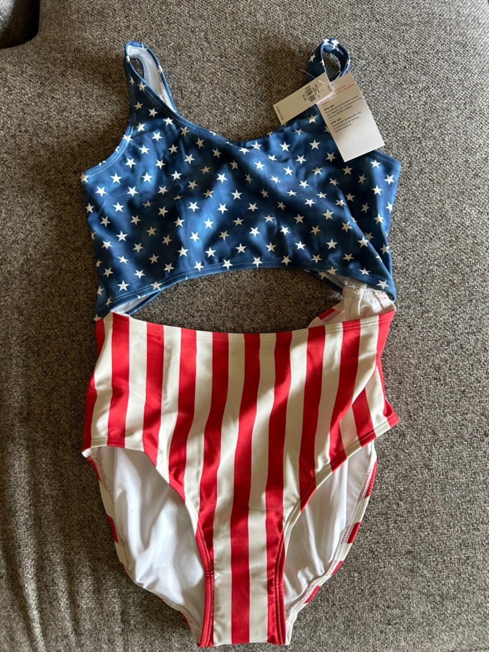 Girls Red & Blue Stars and Stripes One-Piece Swimsuit